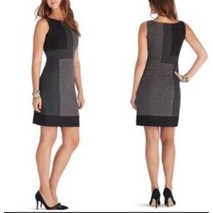 White House Black Market Black and Gray Tweed Sheath Dress Lined‎ Size 4